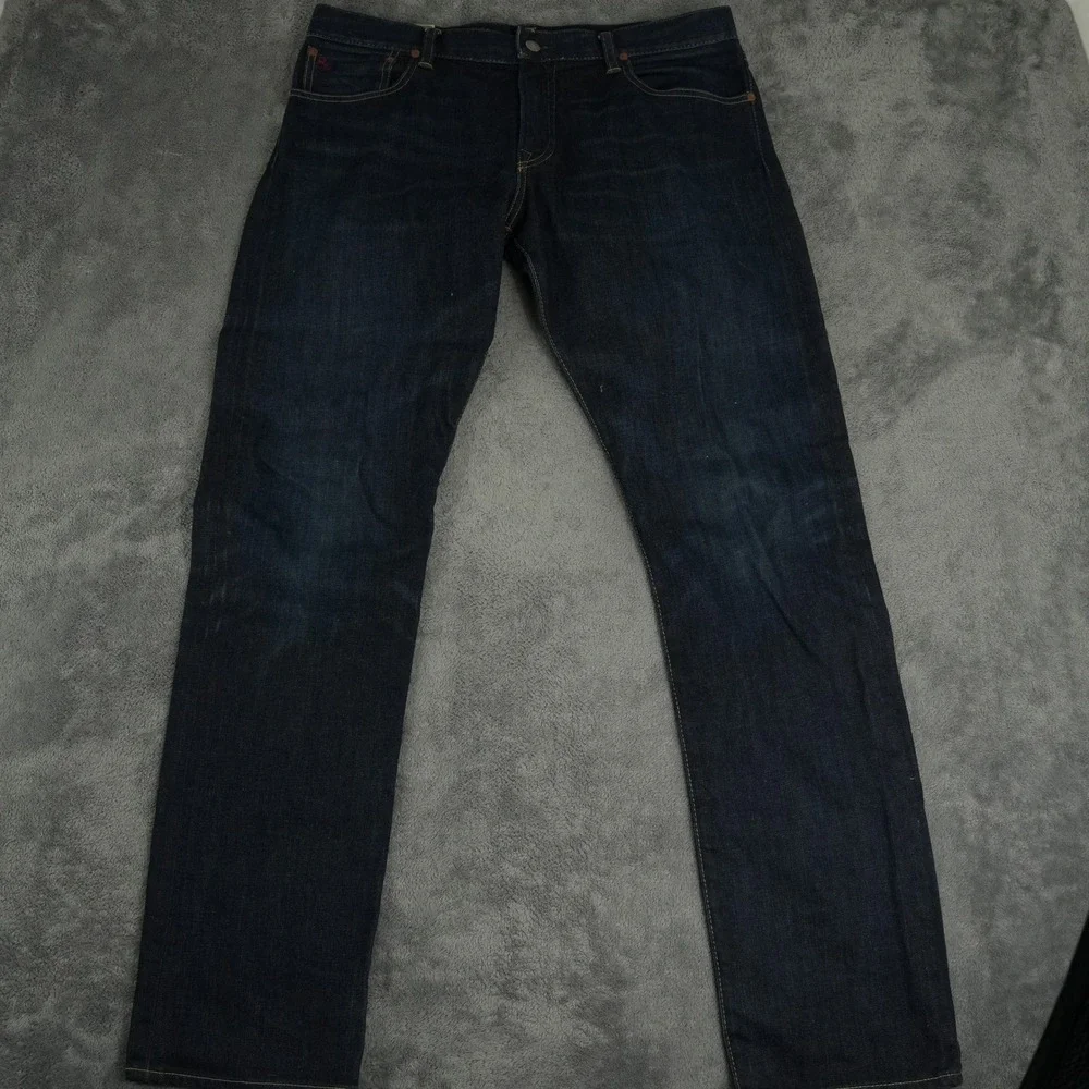 Polo Ralph Lauren Jeans Mens 37x34‎ Dark Blue Varick Slim Straight Denim